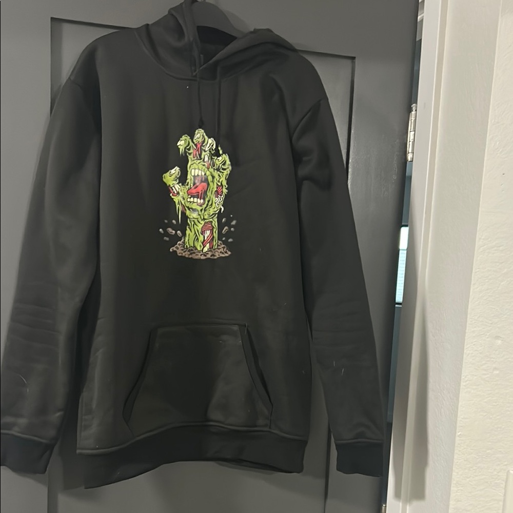 Black Hoodie with Zombie Hand Graphic